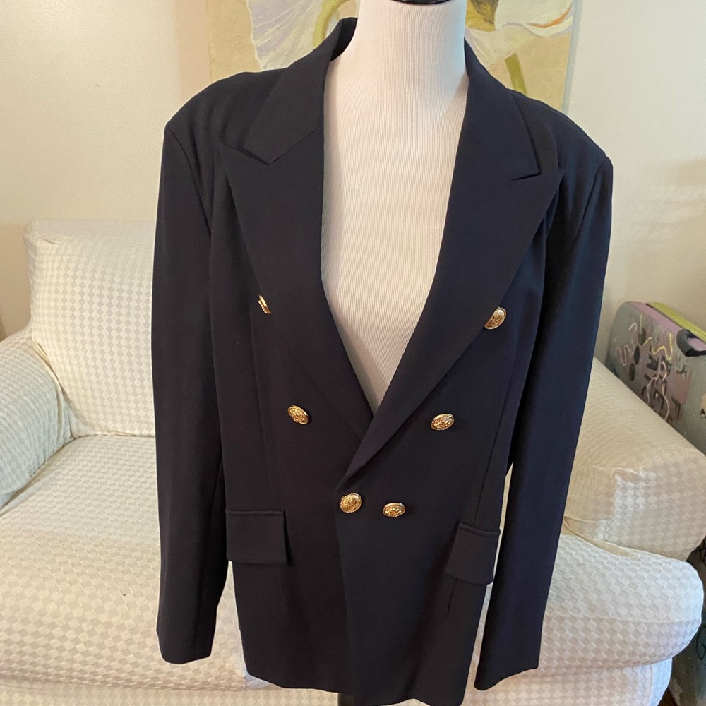 Double breasted blazer with gold buttons